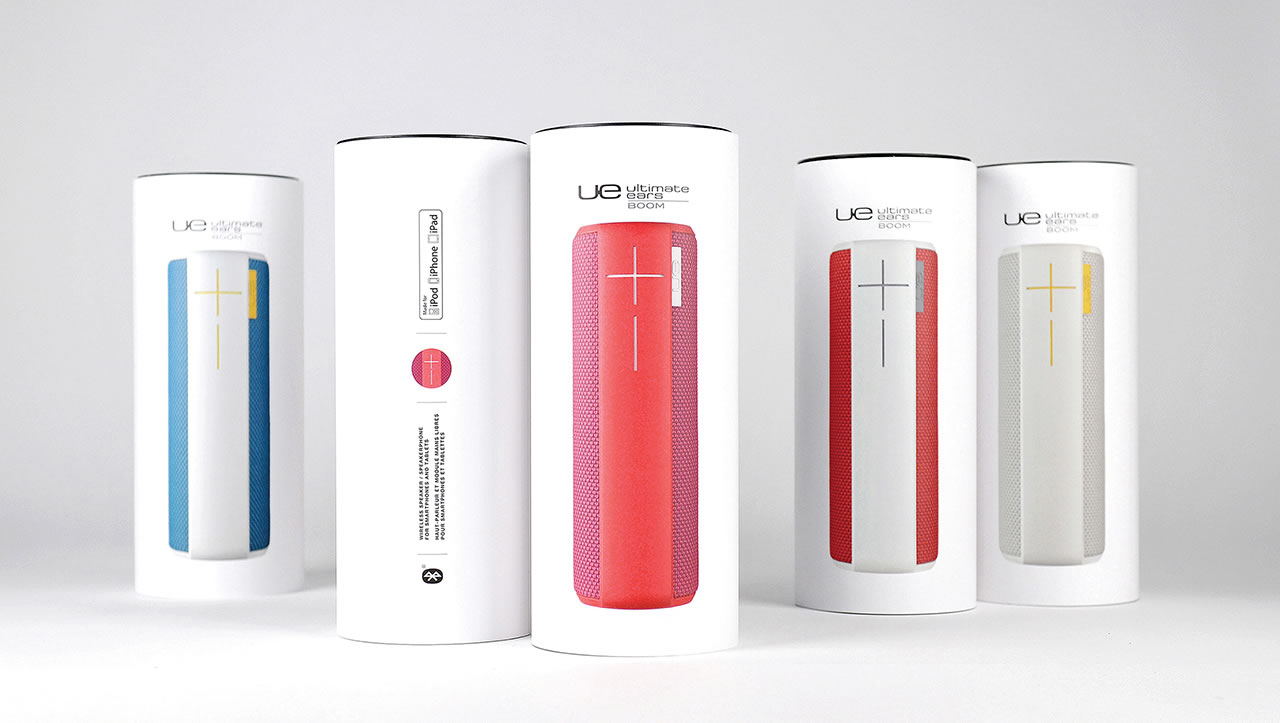 UE Boom portable speaker packaging boxes