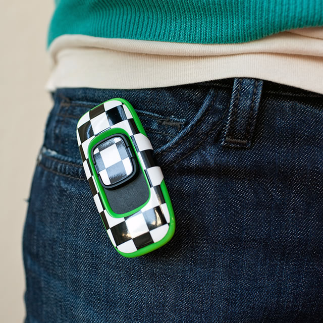 Zamzee wearable activity tracker attached to a pocket